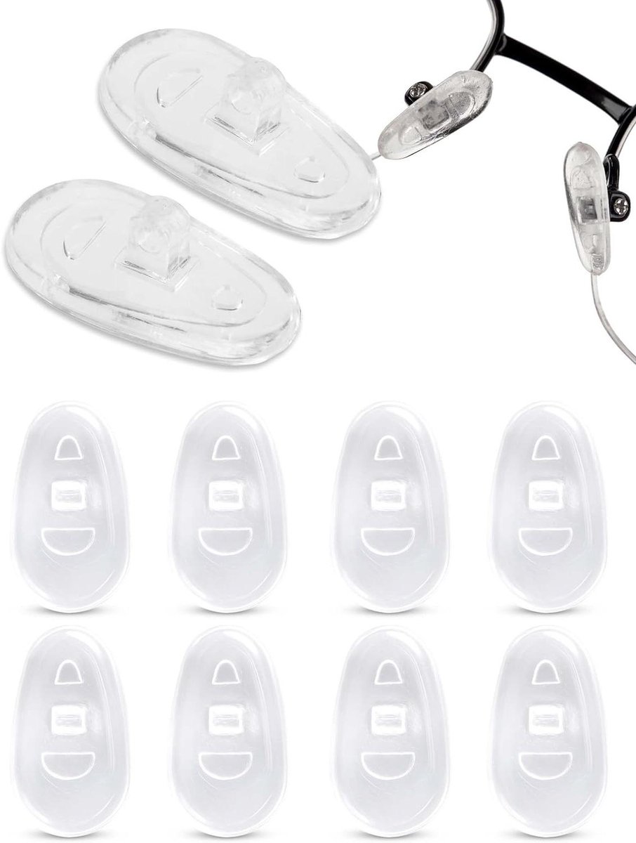 Siliconen Neuspads - Bril Pads - Bril Verbetering - Druppelvorm Antislip - 17 mm - Transparant