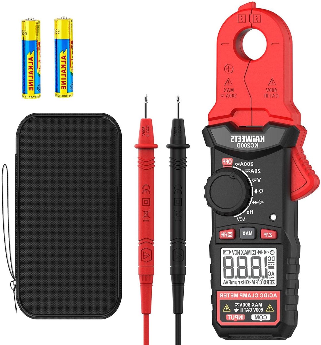 Stroomtang Meter - Klemstroommeter Lekstroom - Elektrische Metingen - True RMS - Mini Formaat - Zwart