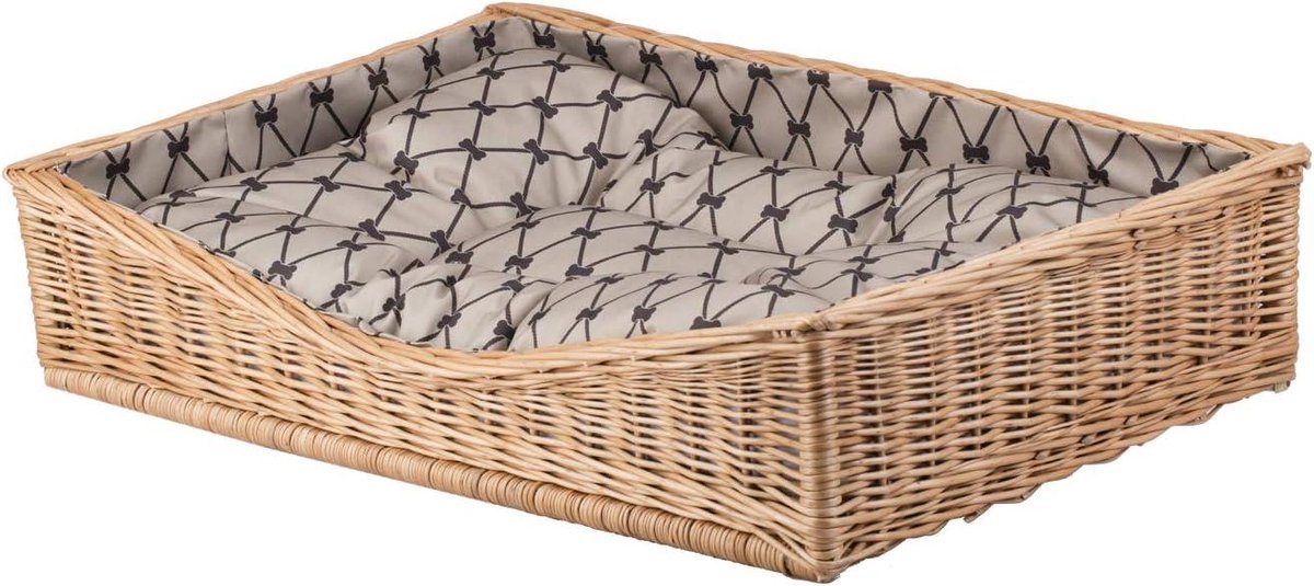 Huisdierenmand Wilgentenen - Hondenmand Kattenbed - Comfortabel Rusten - Handgemaakt Ecologische Stof - 80 x 50 cm - Natuurkleurig Beige Kussen