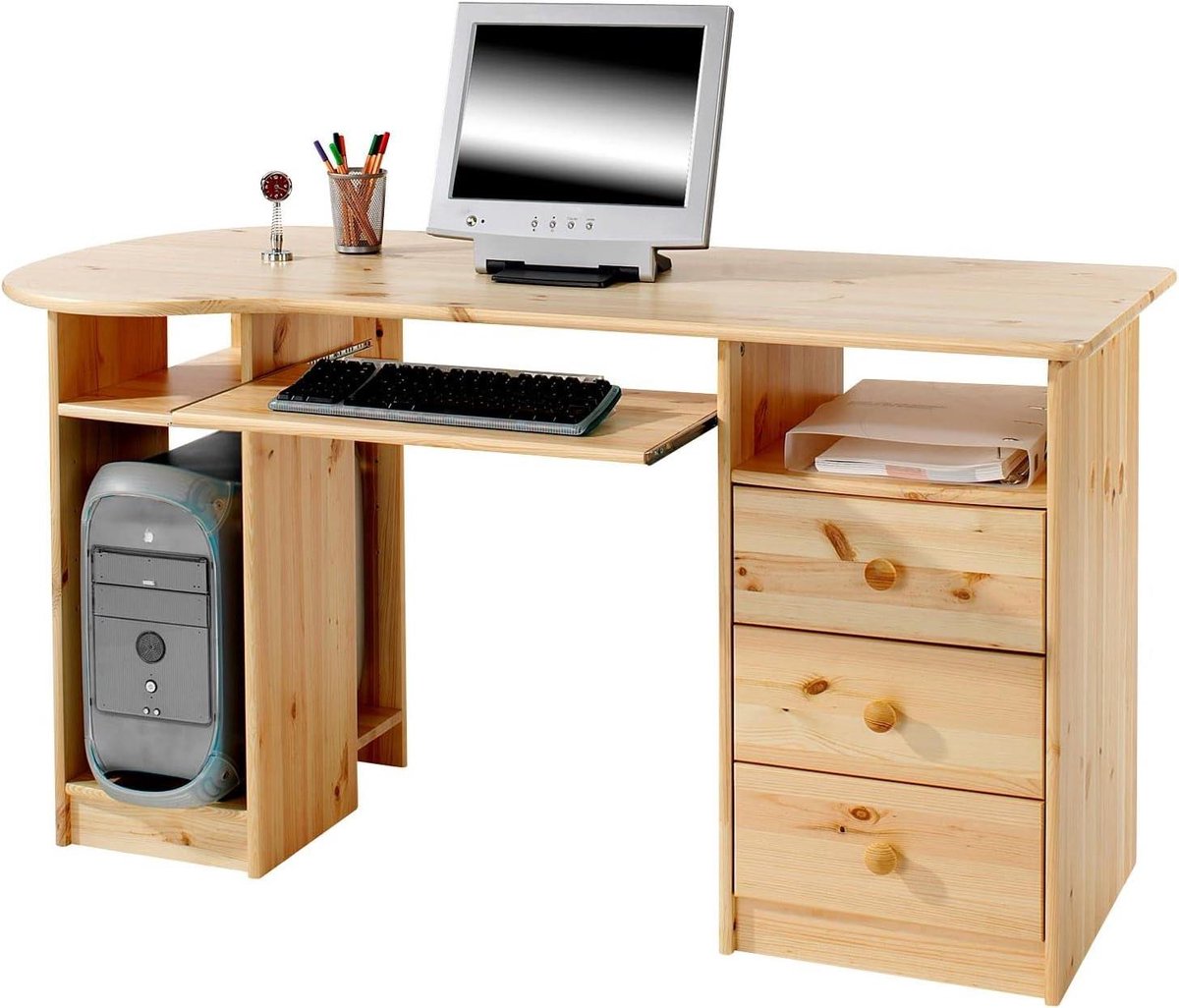 Bureau met Laden - Computerbureau Werkplek - Thuiswerken Organiseren - Uittrekbaar Toetsenbordvak - 140 x 74 x 67 cm