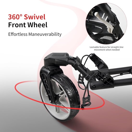 Golfkar - Golftrolley Pushwagen - Golfen op de baan - 360 graden zwenkwiel - Niet gespecificeerd - Zilver — afbeelding 3