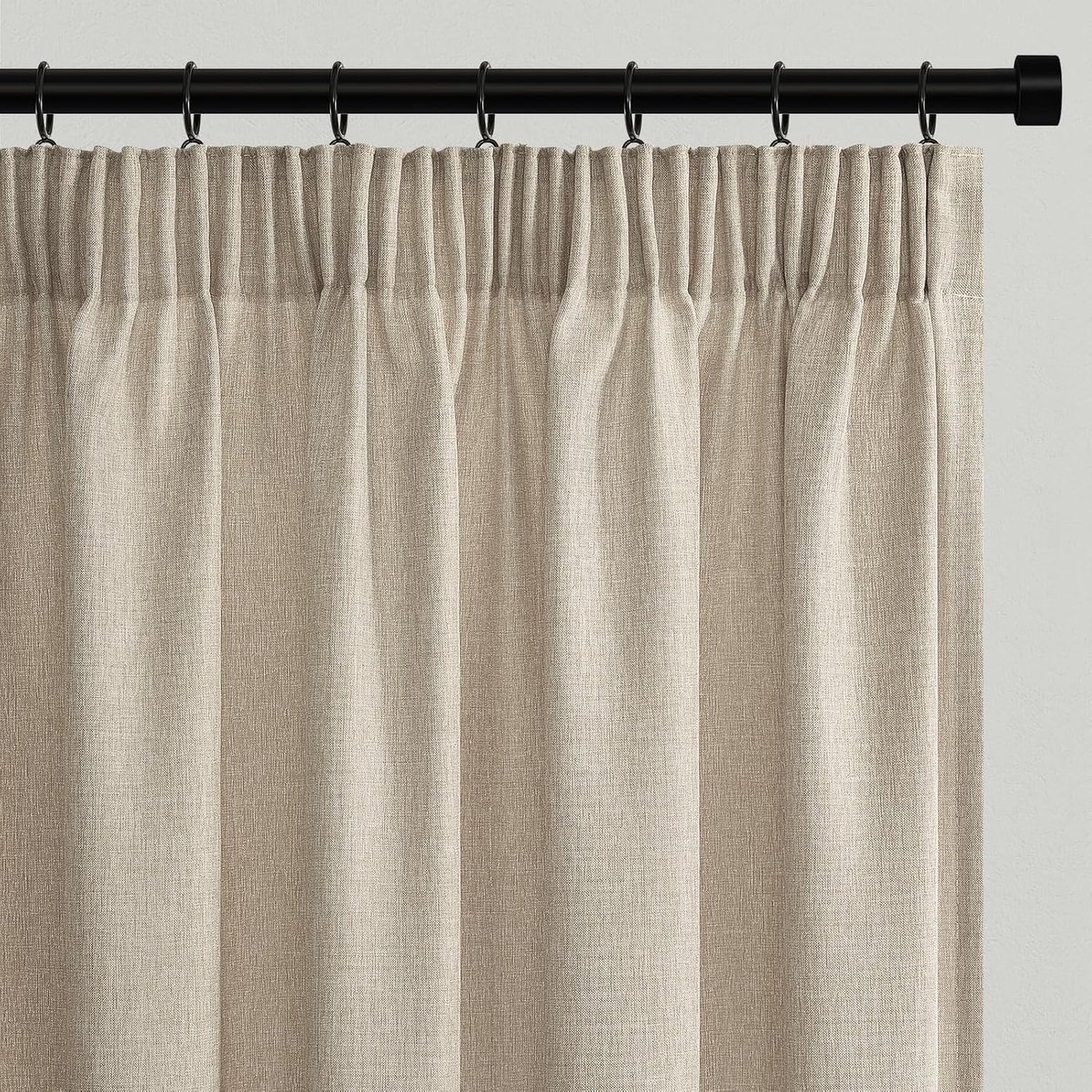 Gordijnen, linnenlook, woonkamer, gordijnen met plooiband, halftransparant, lichtfilter, v