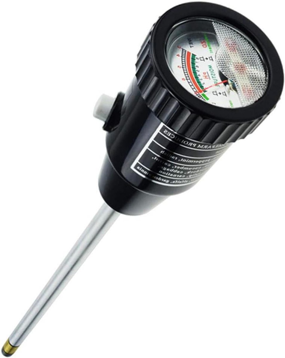 Bodem pH en Vochtmeter - Bodemtester Kit - Planten Verzorgen - Metaaldetectie Elektrode - 2-4 Inch Sonde - Zwart