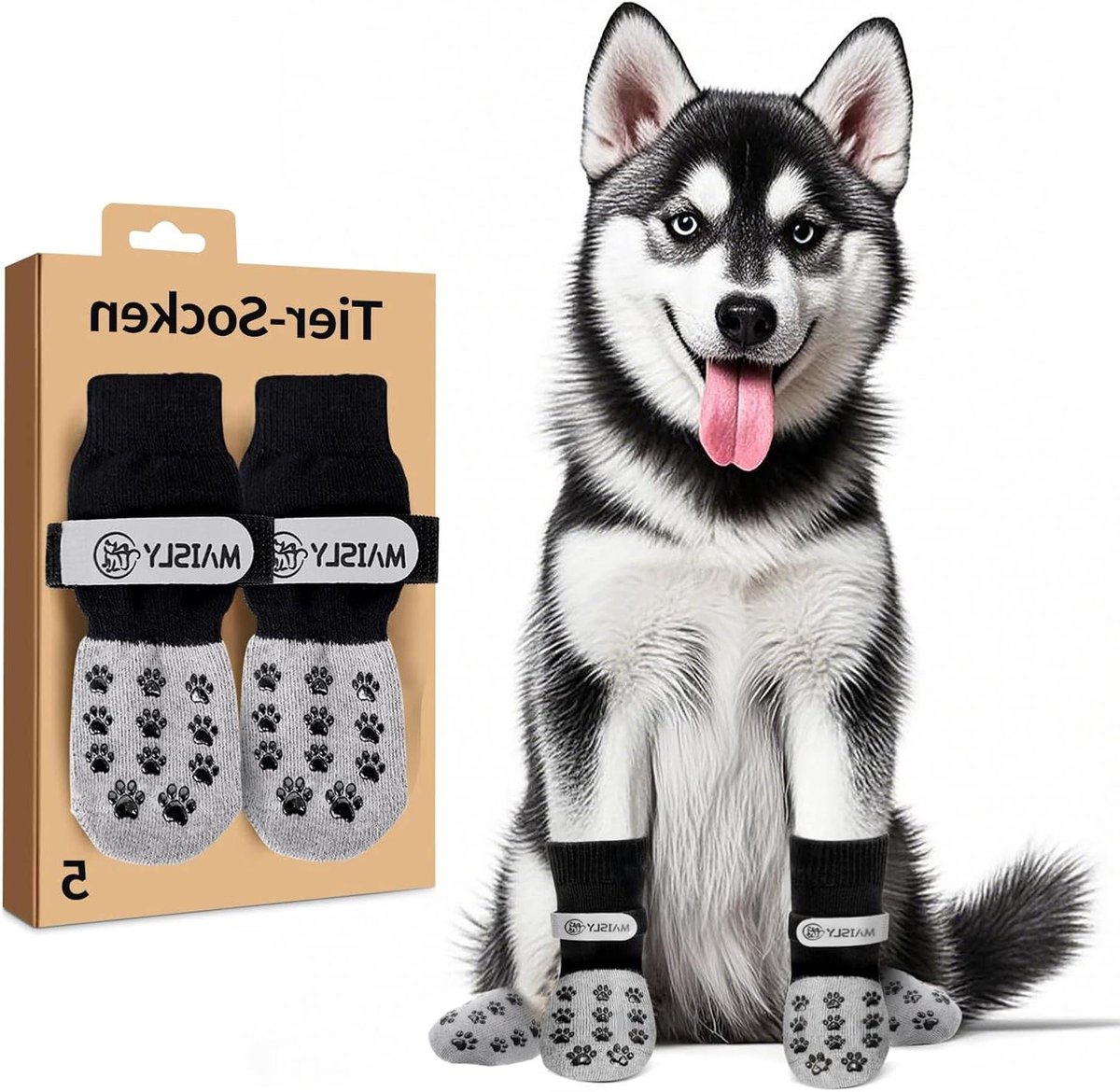 Hondensokken Antislip - Pootbeschermers Hond - Tractie Verbeteren - Dubbelzijdig Grip - 5 stuks XS - Zwart