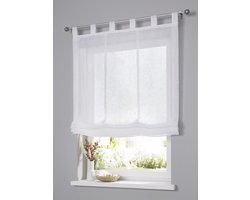Vouwgordijn - Linnenlook gordijn - Inkijk beschermen - Montage zonder boren - 120 x 145 cm - Wit