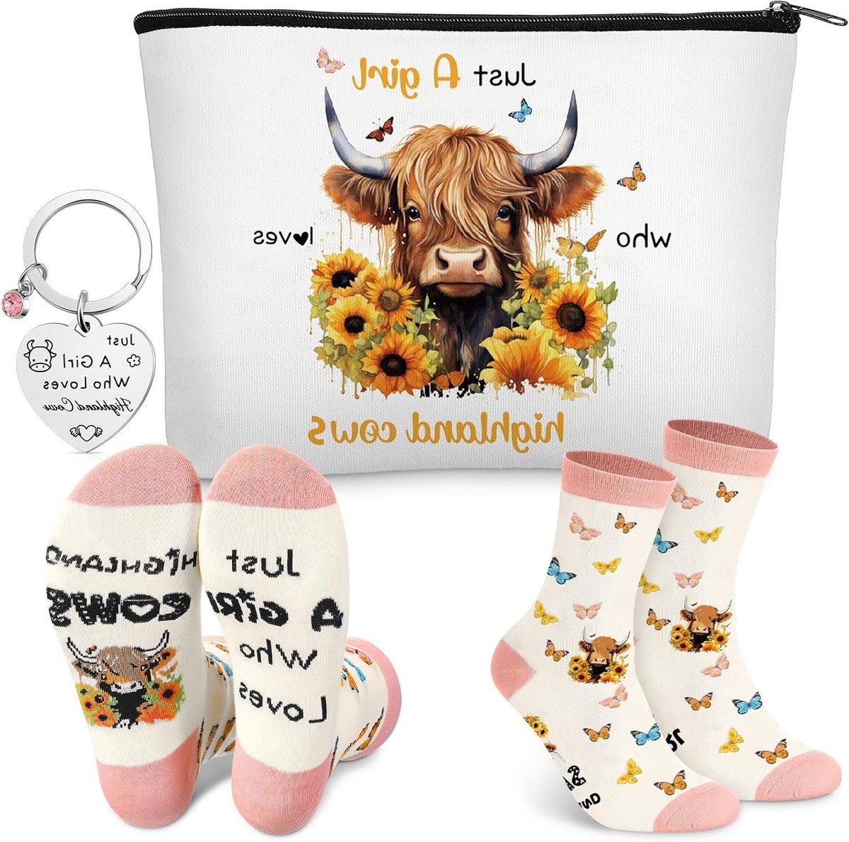 Highland Cow Cadeauset - Koeien Geschenken - Vrouwen Verrassen - 3 Delige Set - 23x15x5 cm - Bruin