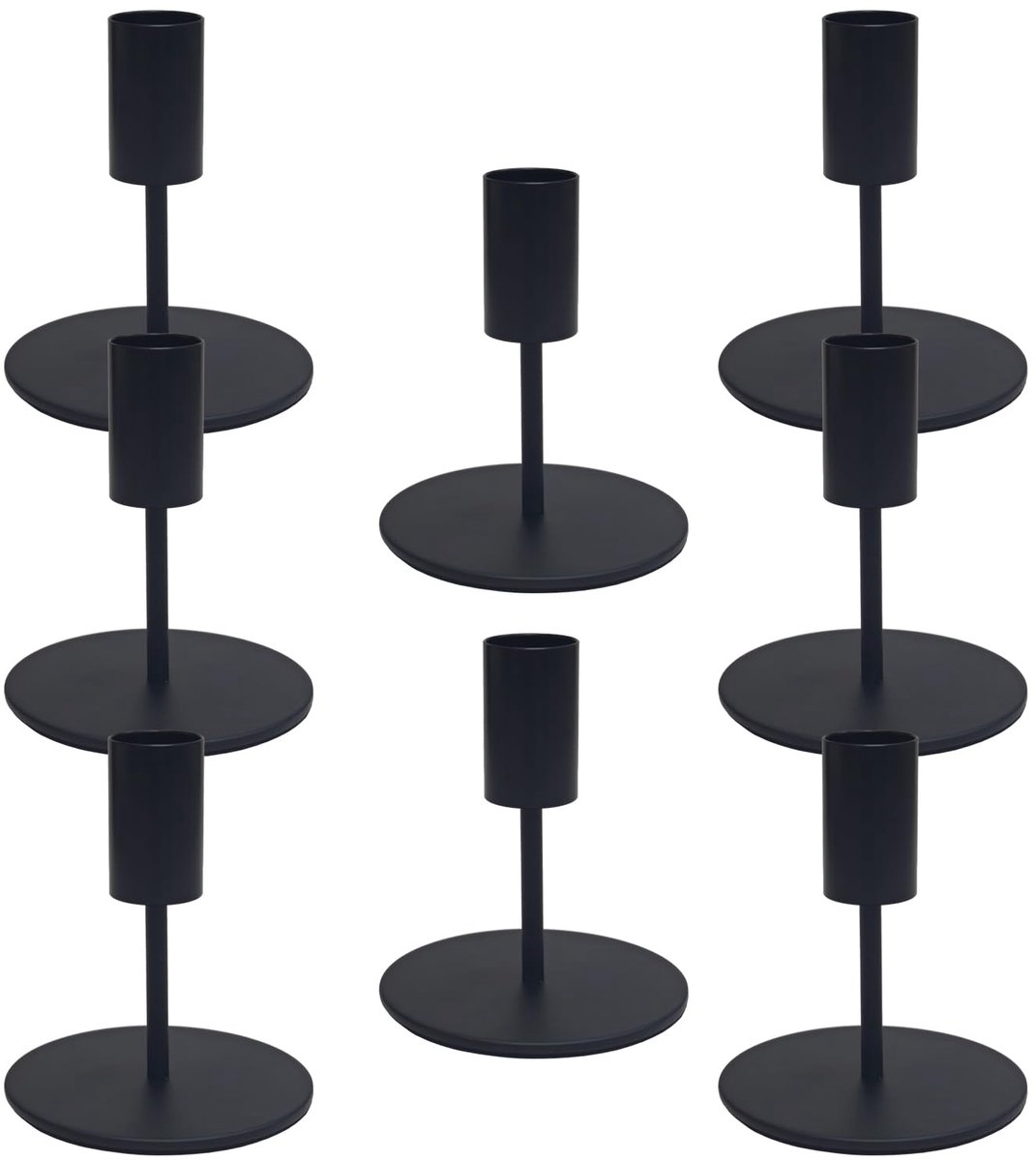 8 stuks kandelaars zwart, kaarsenhouders van metaal voor staafkaarsen (Ø 2,2 cm), zwarte kandelaar 9,5 cm voor bruiloft, feest, Kerstmis, tafeldecoratie en woonkamer