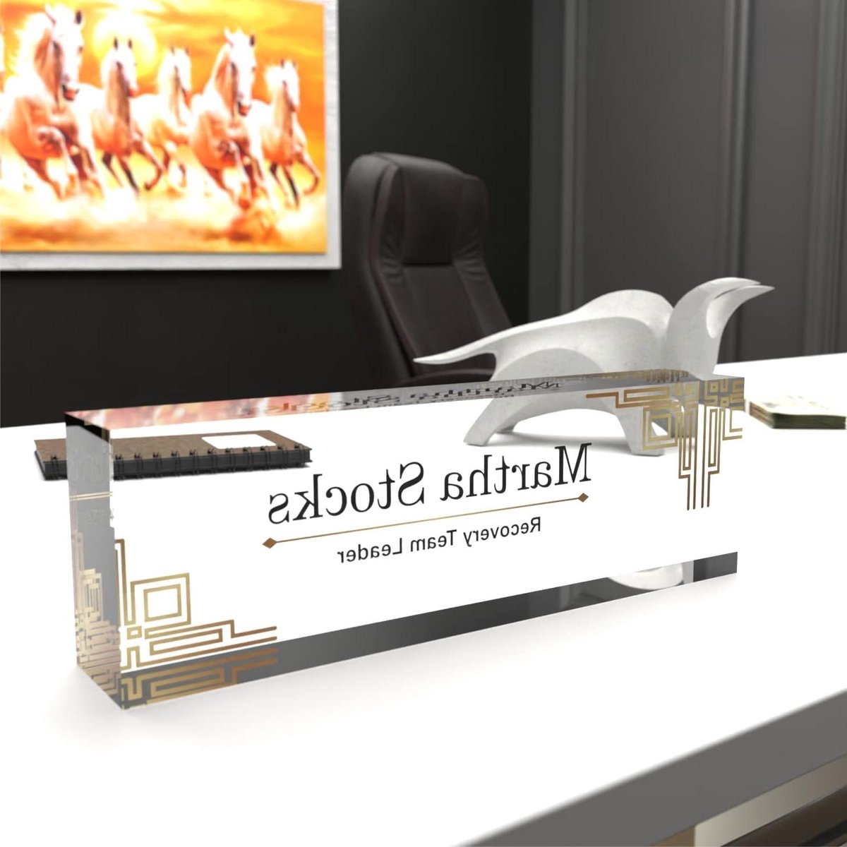 Bureau Naamplaatje - Gepersonaliseerd Naamplaat - Kantoor Organisatie - Premium 3D Print - 8 x 2.50 x 1.25 Inch - Goud