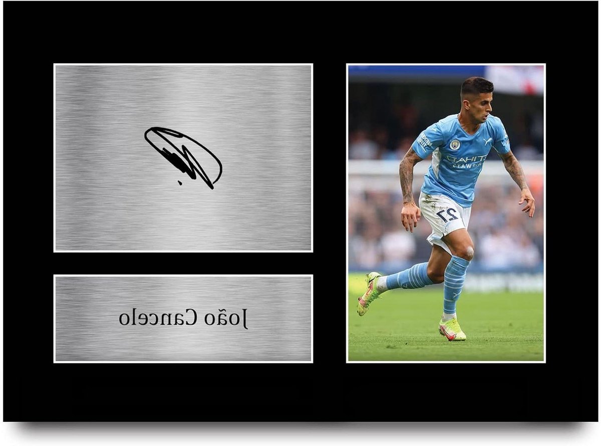Voetbal Foto - Gesigneerde Foto - Cadeau voor Fans - Gedrukt Handtekening - A4 297x210mm - Zwart