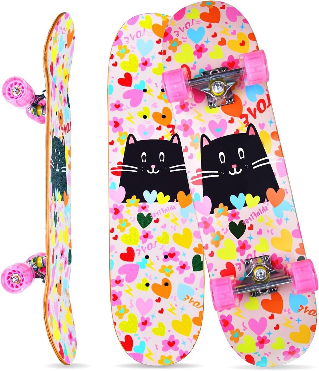 Skateboard Longboard Cruiser Outdoor recreatie 7-laags esdoorn dek 70 cm Kitten