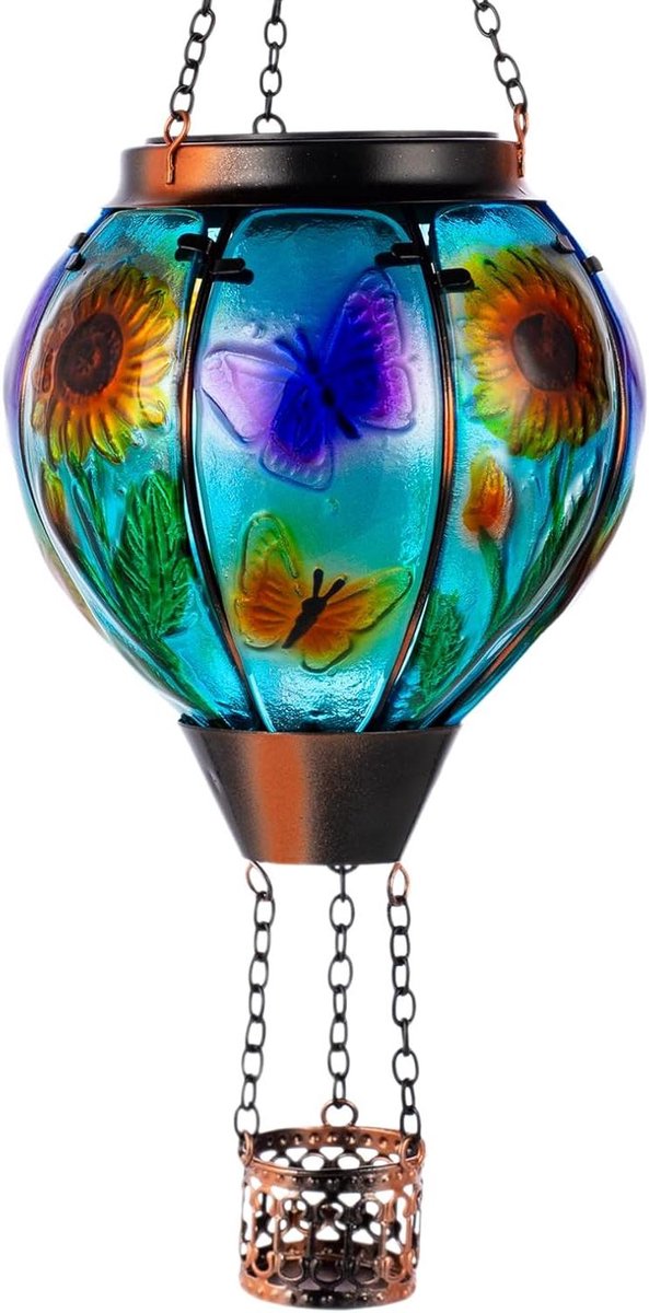 Heteluchtballon Lantaarn - Zonnelantaarn Hangend - Buiten Decoratie - Zonne-energie Aangedreven - 45 cm - Multicolor