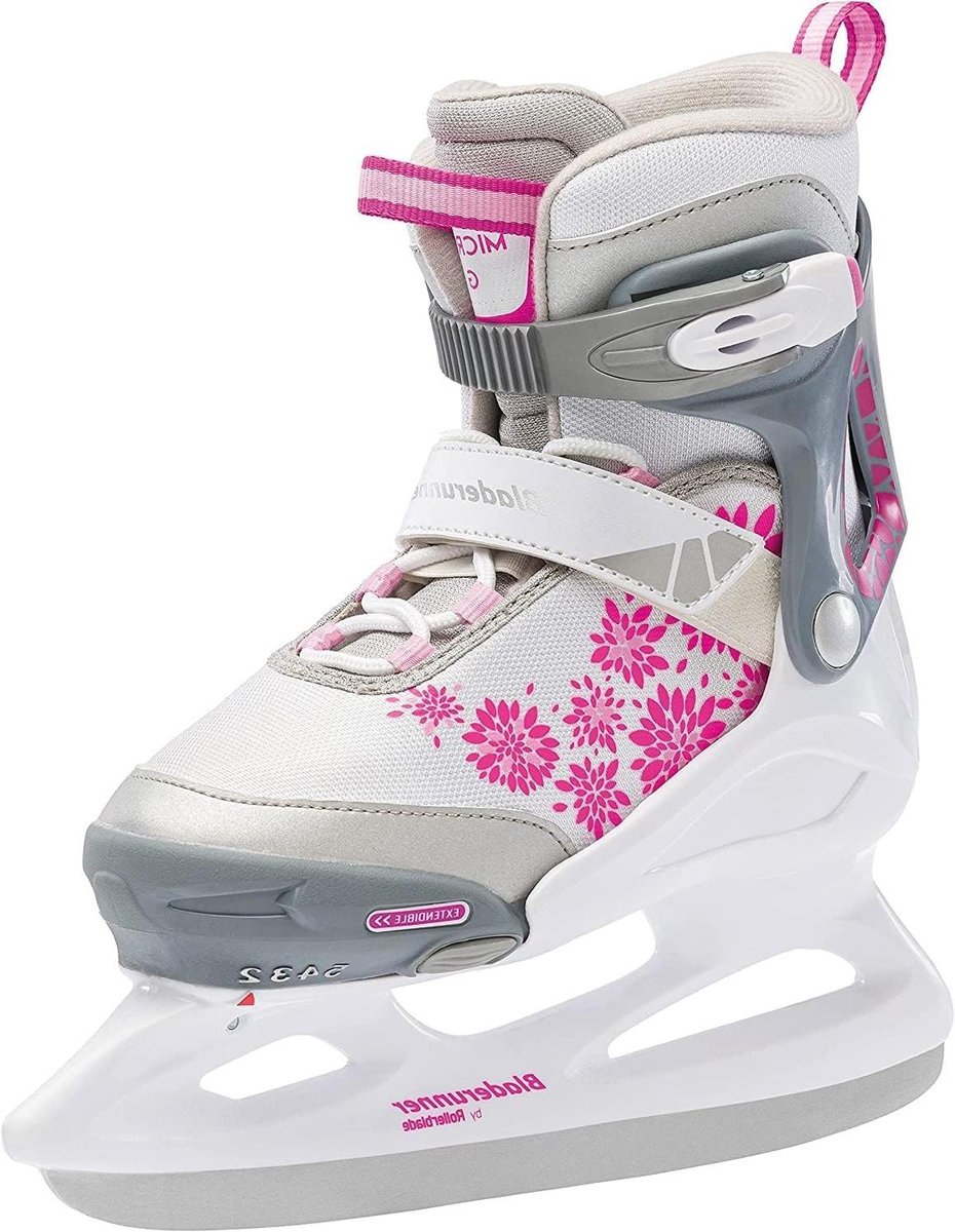 Verstelbare IJsschaatsen - Kinderschaatsen Meisjes - Recreatief Schaatsen - 4 Maat Verstelbaar - 12J-2 - Wit Roze