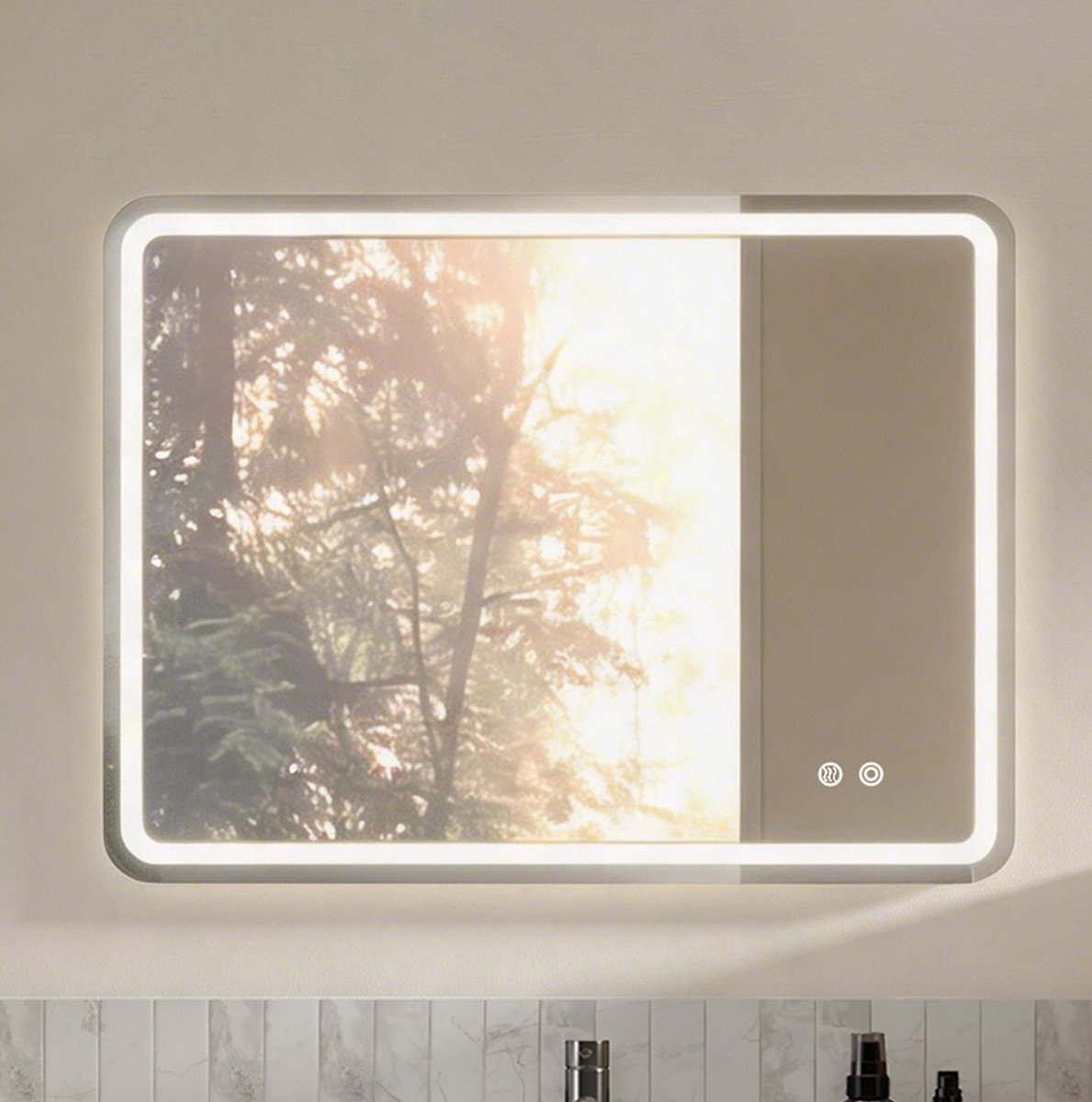 STILVORA Spiegel – LED Verlichting 60 x 80 cm – Dimbaar Met 3 Kleurtemperaturen – Glas – Zilver – Badkamer Wandspiegel Met Anti Condens