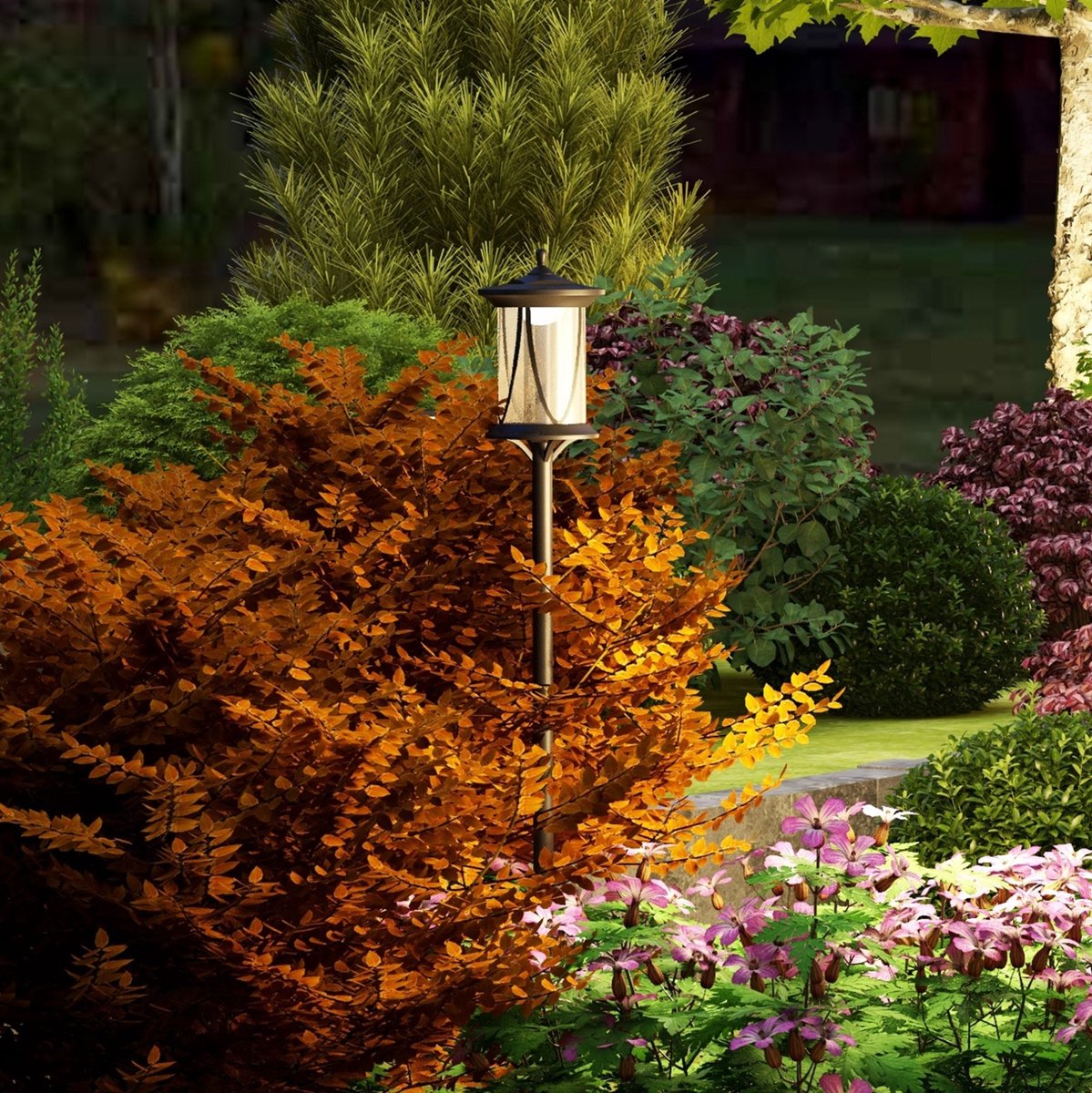 STILVORA Lantaarnpaal – Solar LED – 17 x 17 x 127 cm – Kunststof – Zwart – Voor Tuin En Pad – Met Lichtsensor En IP44