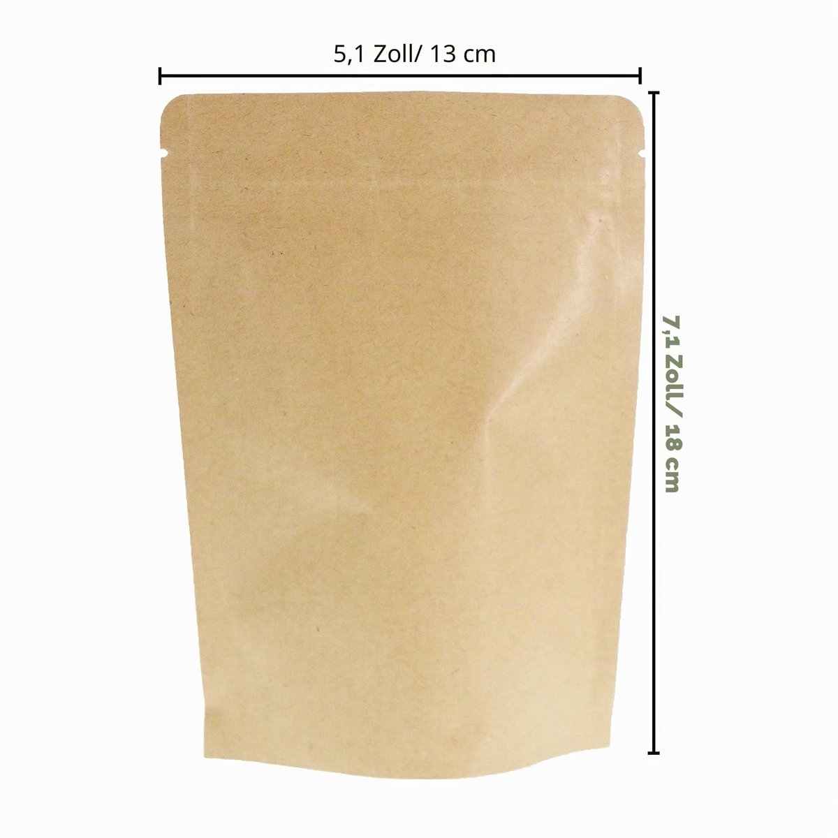 50 stuks 13 x 18 cm Kraft Stand Up Voedselzakken, Rits Herbruikbare Verpakkingszakken Folie Gevoerd met Scheurinkeping Dikker Heat Sealable, voor het bewaren, Koekje, Snack Thee en Drinken