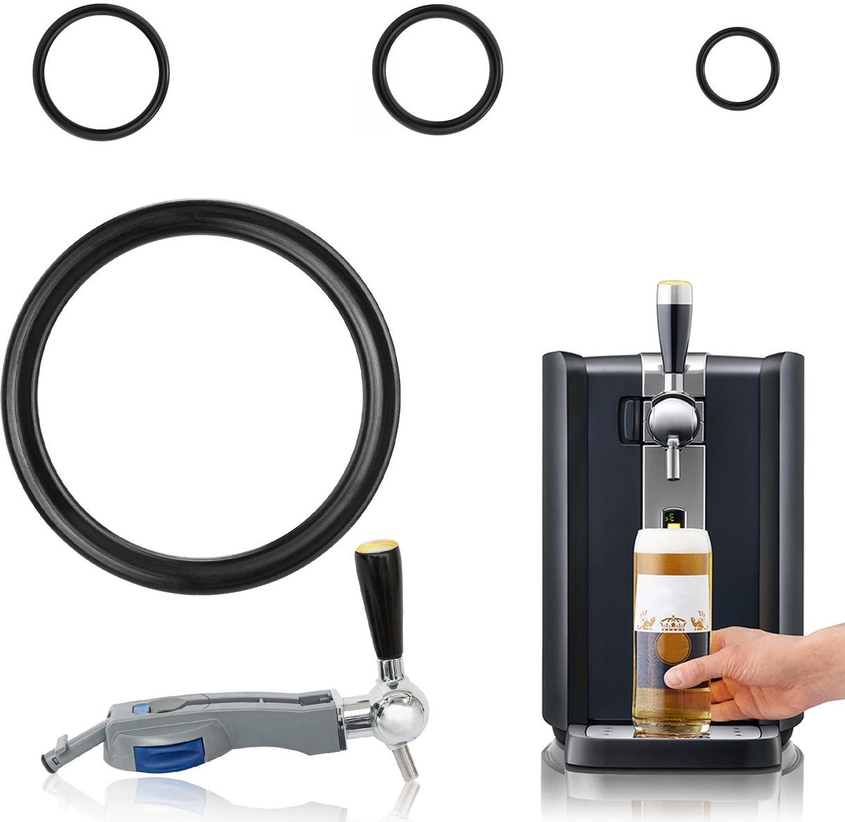 O-ringen onderhoudsset compatibel met Philips Perfect Draft biertapsysteem HD3600 HD3610 HD3620 HD3720 (4 stuks (1 set))