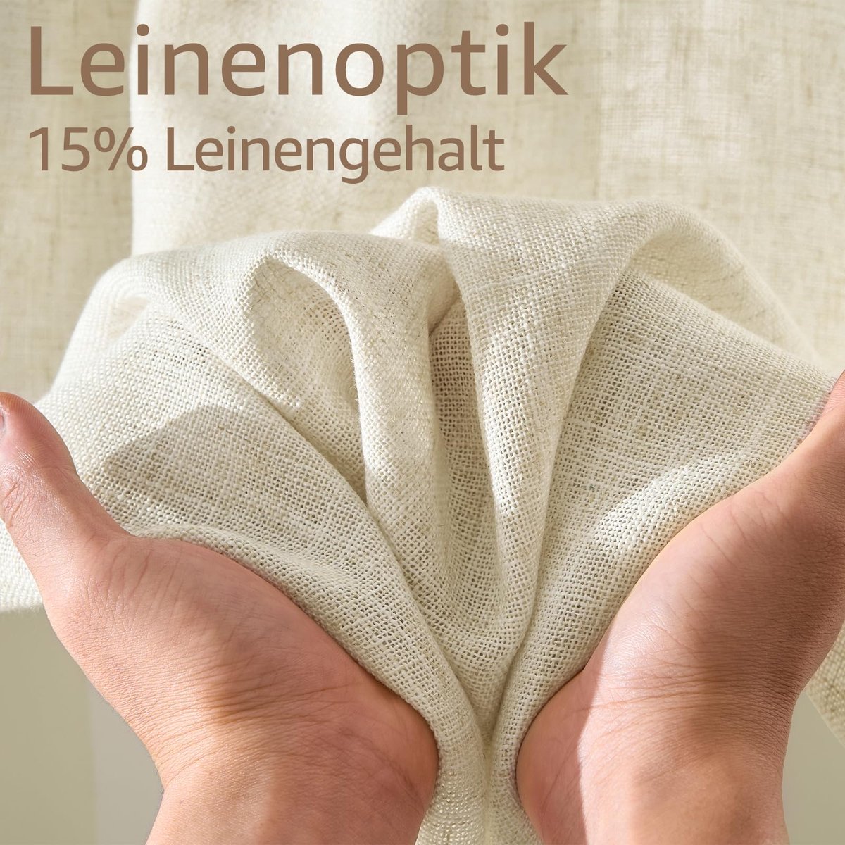Gordijnen, vitrage, linnen, bistrogordijnen, vlas, halftransparant, lichtfiltering, modern, voor woonkamer of keuken, landelijke stijl, kleine ramen, set van 2, 65 x 90 cm, natuurlijk