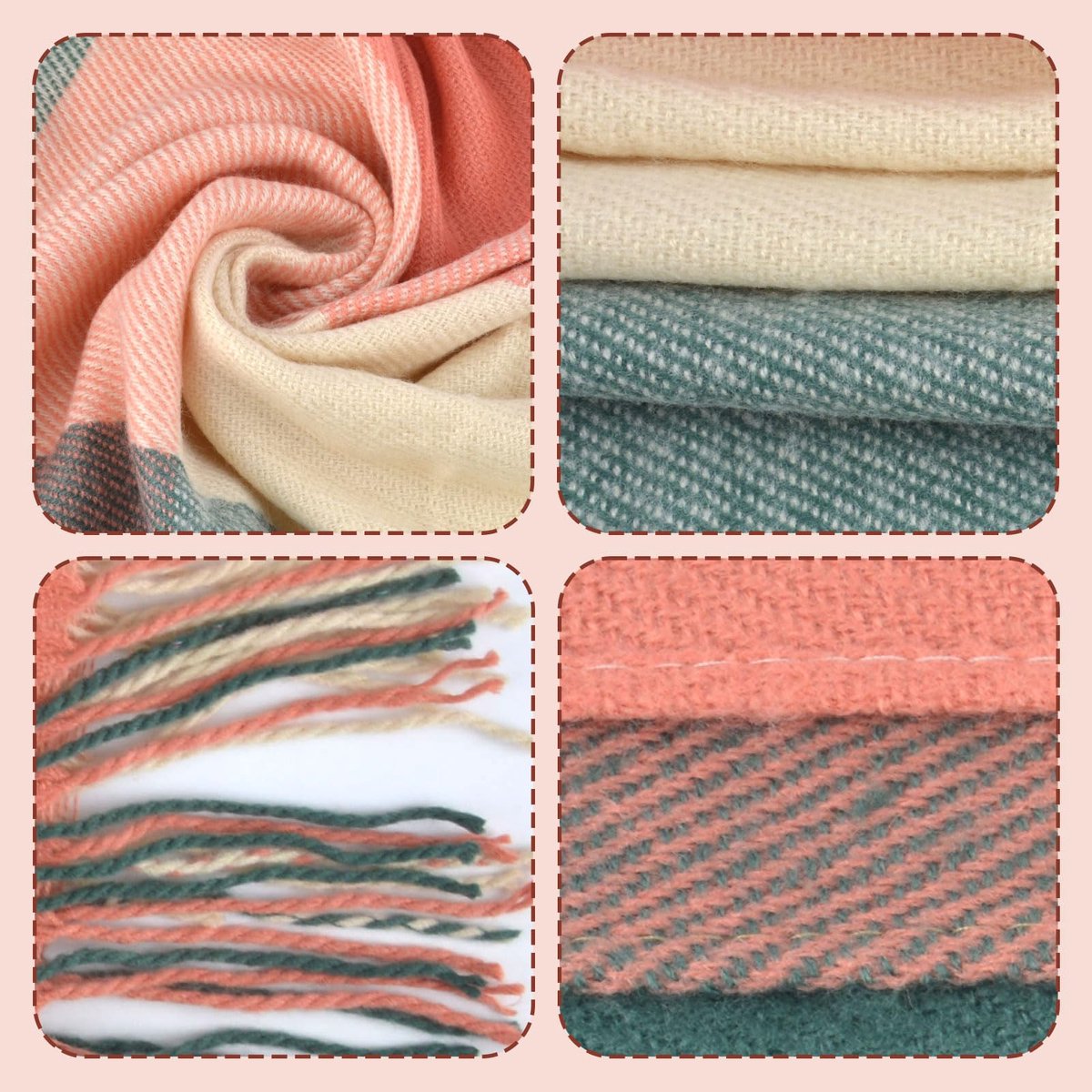 sjaals, winter lange wol draaiende kwastjes sjaals wraps voor vrouwen, winter tartan sjaal geschenken, zachte pashmina's, winter warme dikke kasjmier sjaal voor vrouwen, Meerkleurig, Eén