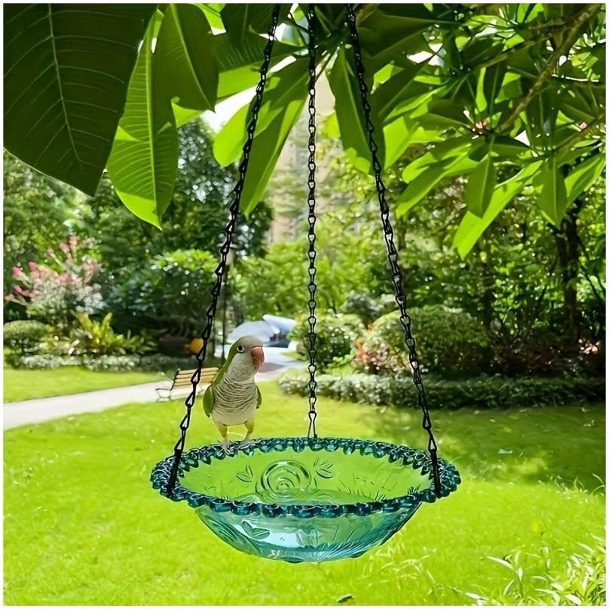 Hangend vogelbad voor buiten, waterbak voor tuinen, terrassen en patio's, een perfect cadeau voor vogelliefhebbers,Enkele laag blauw