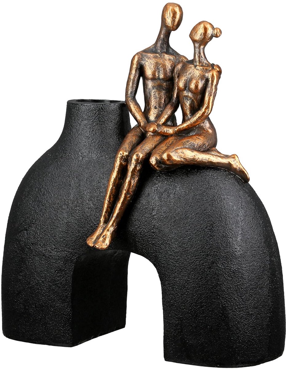 Vaas Movement - kunsthars - zwart - metallic look - breedte 23 cm - man - vrouw vorm