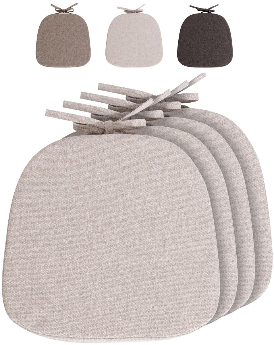 Set van 4 halfronde kussens, 40 x 40 cm, antislip, voor buiten- en binnenstoelen, keuken, eetkamer of tuin