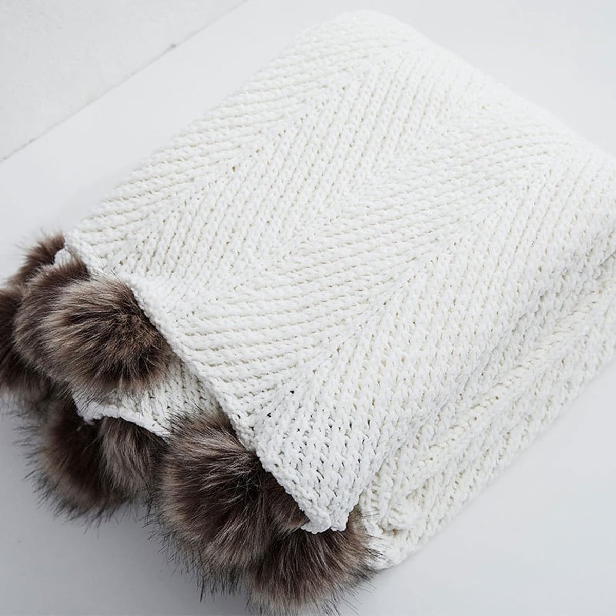 Grof Gebreide Woondeken, 130 X160 Cm, Wit, 100% Polyester, Gebreid, Grof Gebreid, Gebreide Deken, Gezellige Modieuze Elegante Deken (Color : 4, Size : 130x160cm)