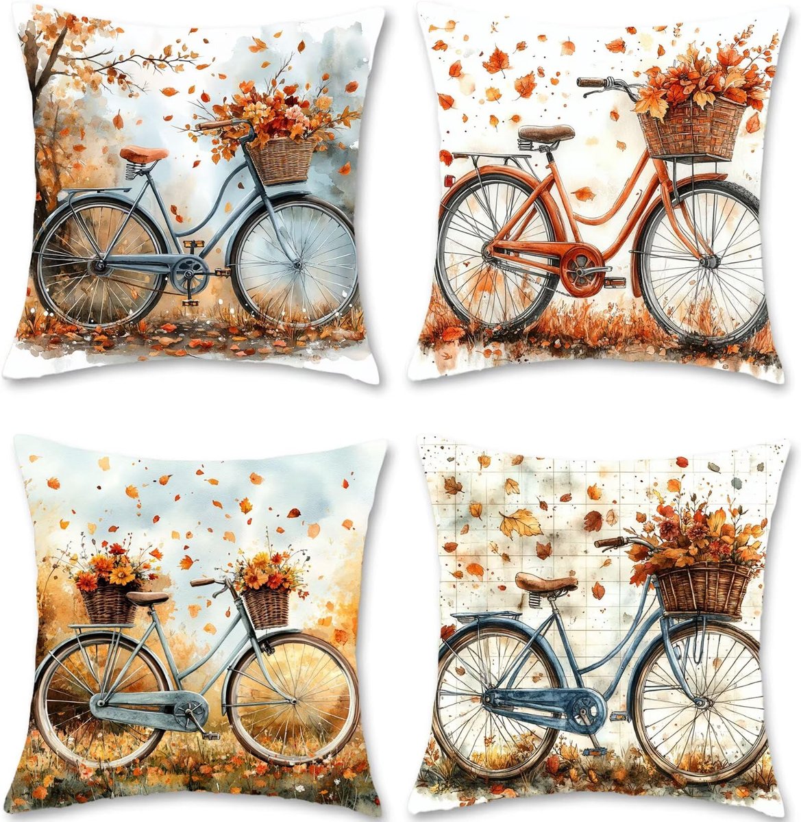 kussenhoezen 50 x 50, set van 4 stuks, linnen kussens voor buiten, vierkante decoratieve kussenhoezen met onzichtbare rits, kussenhoes voor slaapbank, woonkamer, terras, tuin, woondecoratie S1