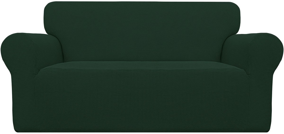 Stretch Loveseat hoes voor bank, 1-delige bankhoes, meubelbeschermer, zachte met elastische onderkant, voor kinderen, polyester en elastaan, jacquardstof, kleine ruitjes (Loveseat
