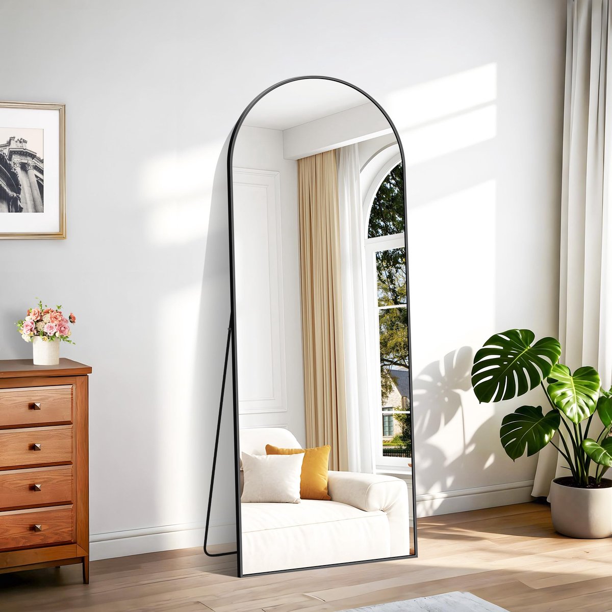 Spiegel, 165 x 60 cm, wandspiegel, grote spiegel met aluminium frame, om op te hangen of te staan, staande spiegel voor woonkamer, slaapkamer