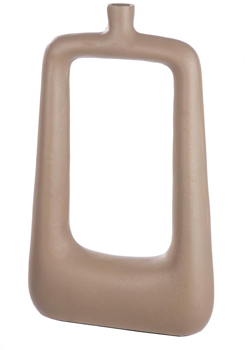 Vaas met gaten - hoekige decoratieve vaas van aluminium - decoratie woonkamer herfst - decoratie kerstgeschenk verjaardag - kleur: beige bruin - hoogte 41 cm