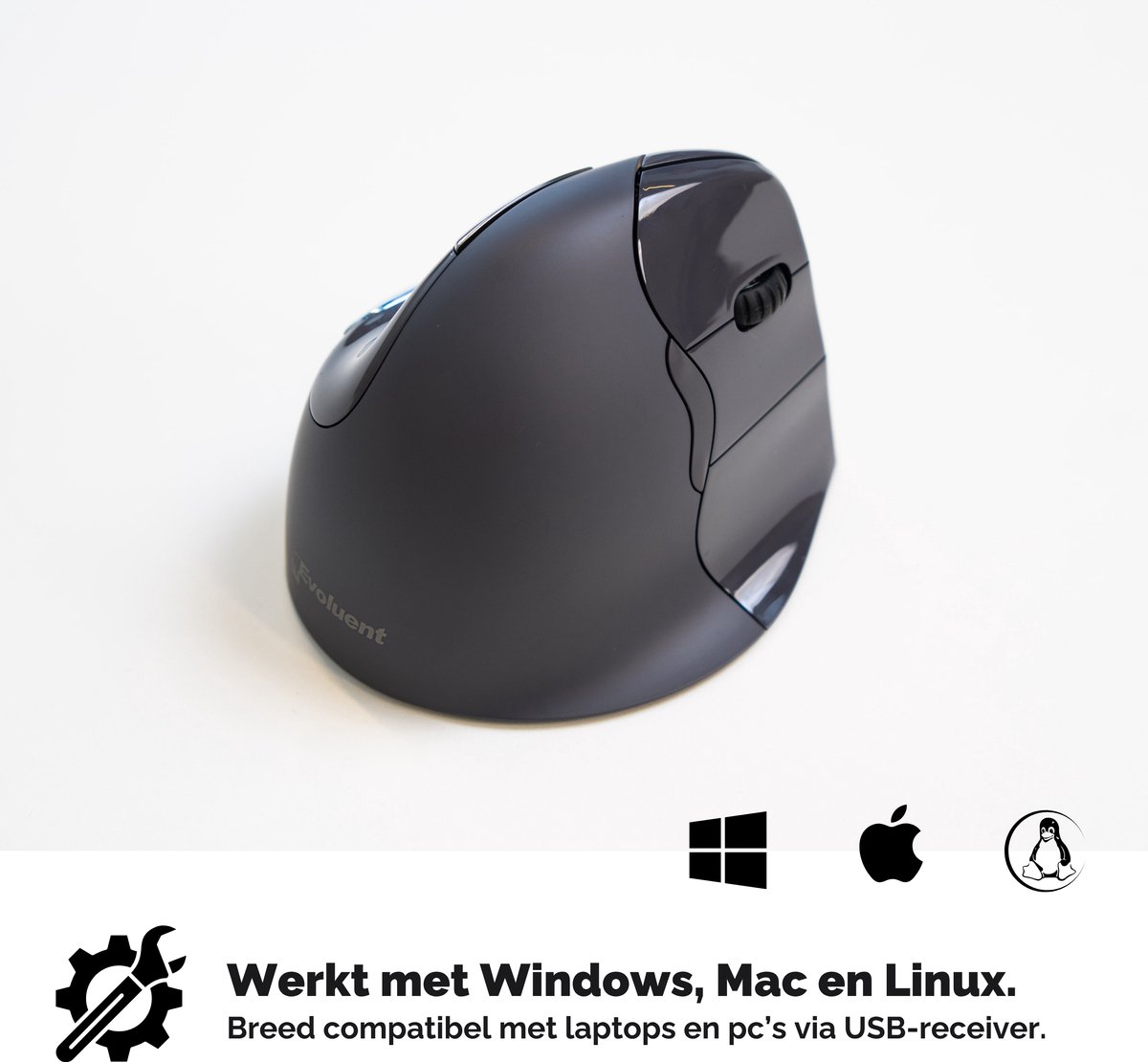 Evoluent Classic Verticale Muis – Draadloos – Bluetooth & USB – Rechtshandig – Maat M/L – Uitvinder van de Verticale Muis – Ergonomisch Gevormd voor Comfort – 4 DPI Standen – Kopiëren & Plakken Knoppen (Windows/Mac/Linux) thumbnail 8