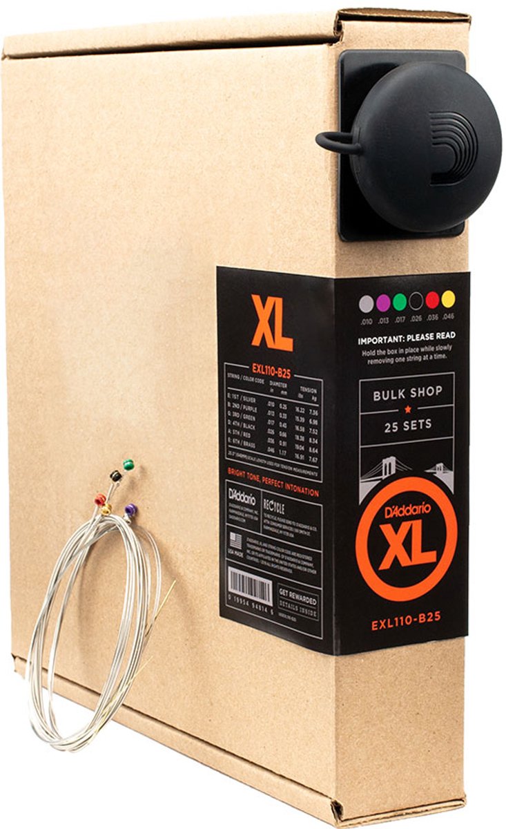 D'Addario EXL110-B25 Bulk Shop Elektrische Gitaarsnaren (10-46) 25 Sets, Regular Light