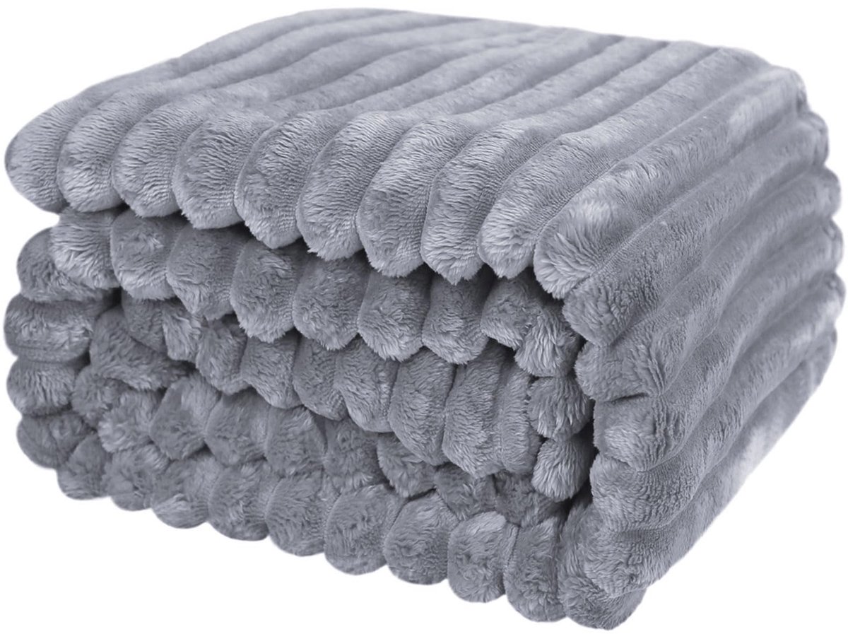 200 x 230 cm, warme pluizige beddensprei, deken en sofadeken, mama, vrouw en vriendin, grijs, 200 x 230 cm