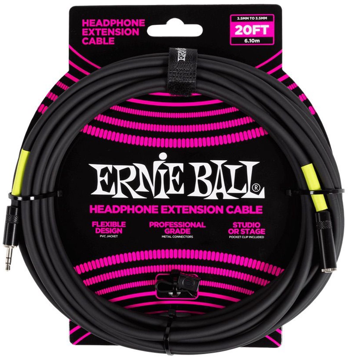 Ernie Ball 6425 Hoofdtelefoon Verlengkabel 6 Meter Minijack 3.5mm naar 3.5mm