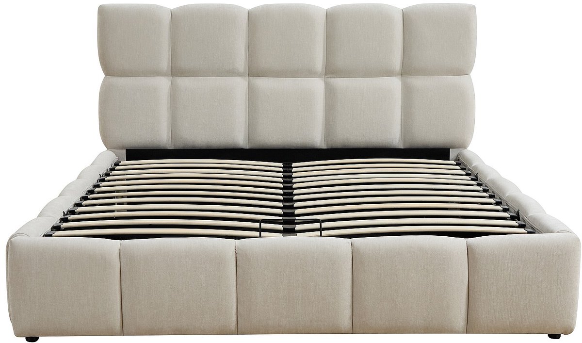 Vente-unique Bed met opbergruimte stof beige 140 x 200 cm