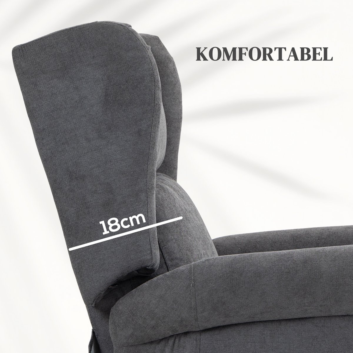 HAUSS SPOLE Relaxfauteuil - Elektrische Sta-Op Hulp - Verstelbare Rugleuning En Voetensteun - Voor Woonkamer En Tv-Hoek - Stof Donkergrijs