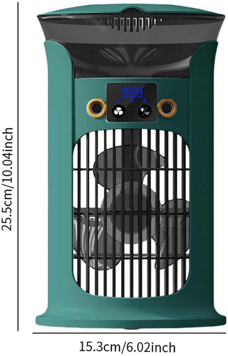 Mobiele Airco - 3-in-1 - 400ml - Kleine Airconditioning zonder Afvoer Slang - Draagbare Ventilator - 50 dB - 3 Functies & Snelheden - 90° Oscillatie - Luchtbevochtiger - Slaapkamer Kantoor Woonkamer - Blauw – foto 5