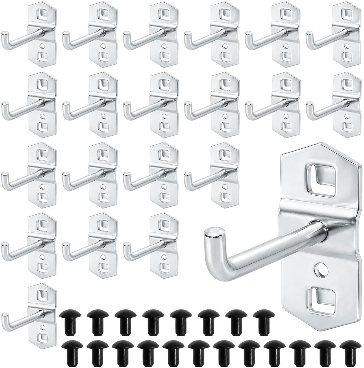 20 stuks supermarkt plankhaken, vierkante gatenwandhaken met 20 borgstiften, metalen displayplankhaken voor supermarkt, garage, detailhandel (50 mm)