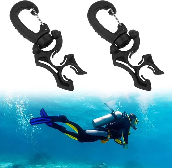 2 stuks-Duikslangklem - BCD-regelaar slangklem - slanghaak - BCD-slangclip - duik- en snorkelaccessoires - geschikt voor regelaars - duikhorloges - manometers - zwart - 10*3,7*1,5 cm - 1 cm diameter — afbeelding 3