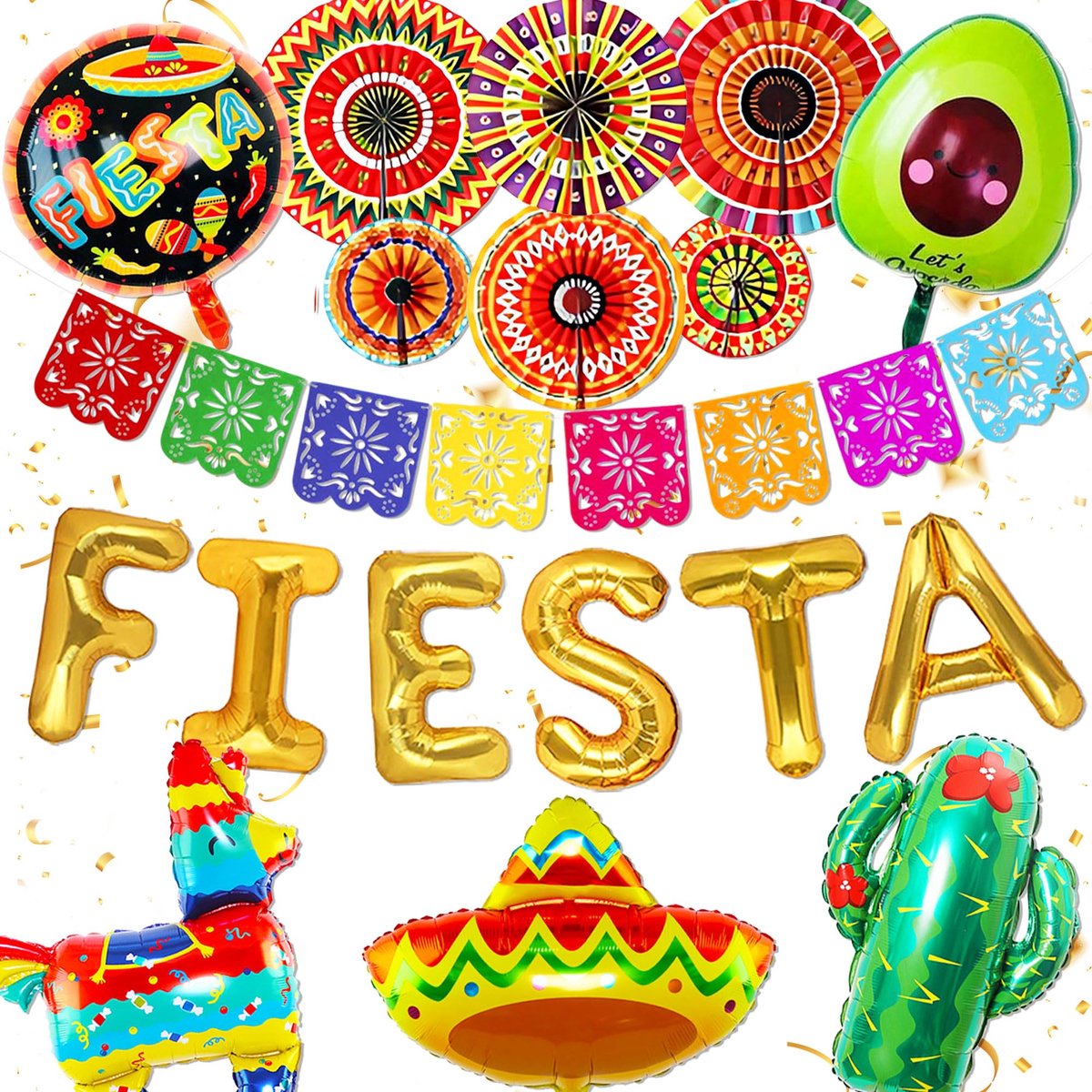 mexican party balloons party decoration motley paper fans garland - ShopVlot