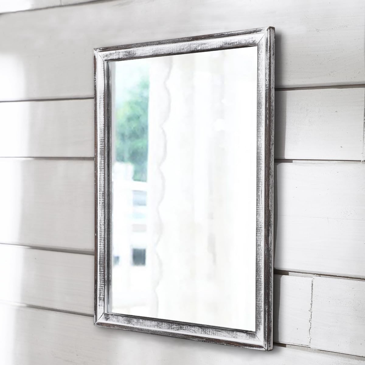Rectangulaire Rustieke Houten Spiegel voor Wanddecoratie in Slaapkamer en Badkamer - Klein Hangend Ontwerp
