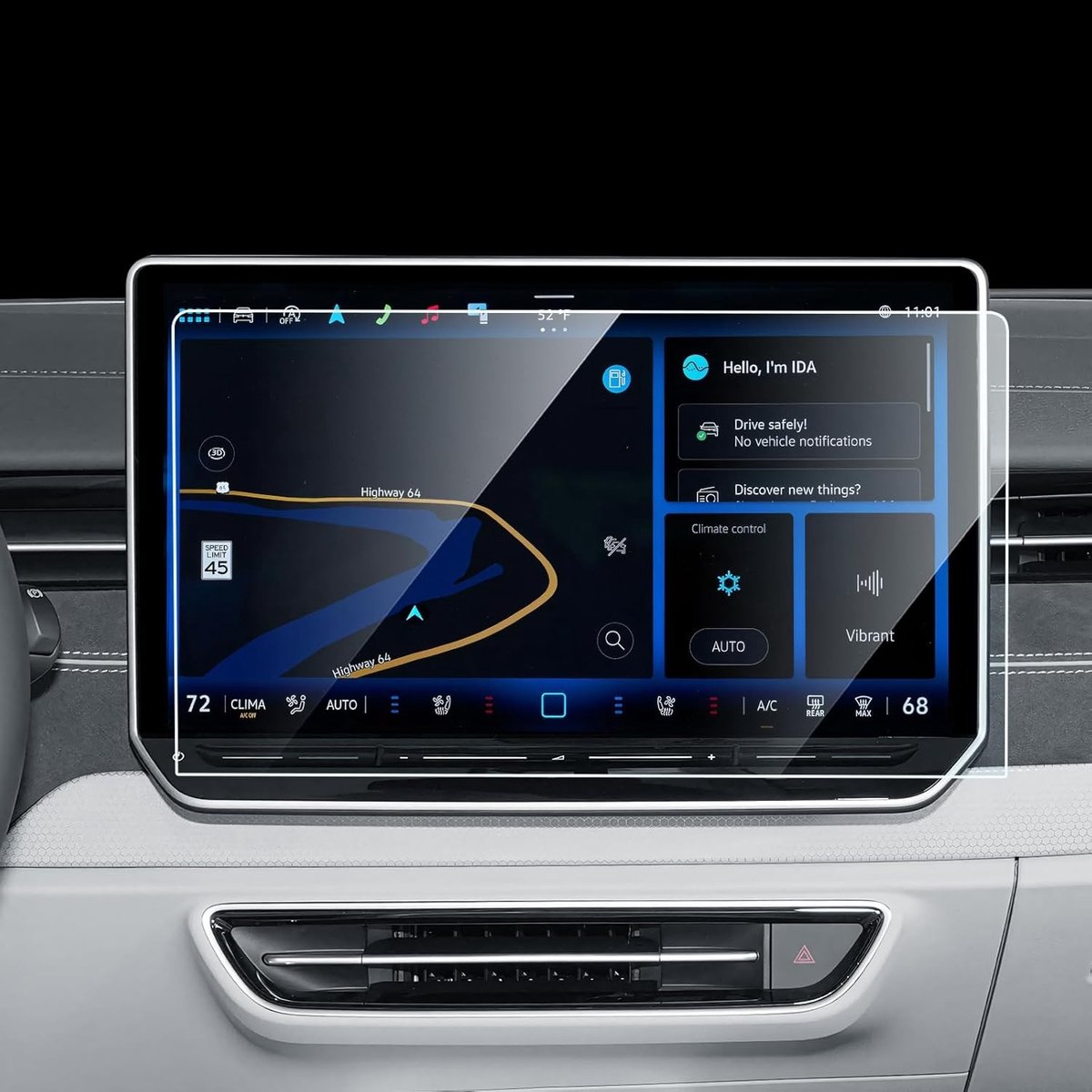 9H beschermfolie voor 15 inch navigatiescherm van VW ID.7 en ID.7 Tourer - krasbestendige displaybescherming, eenvoudig aan te brengen, optimale helderheid