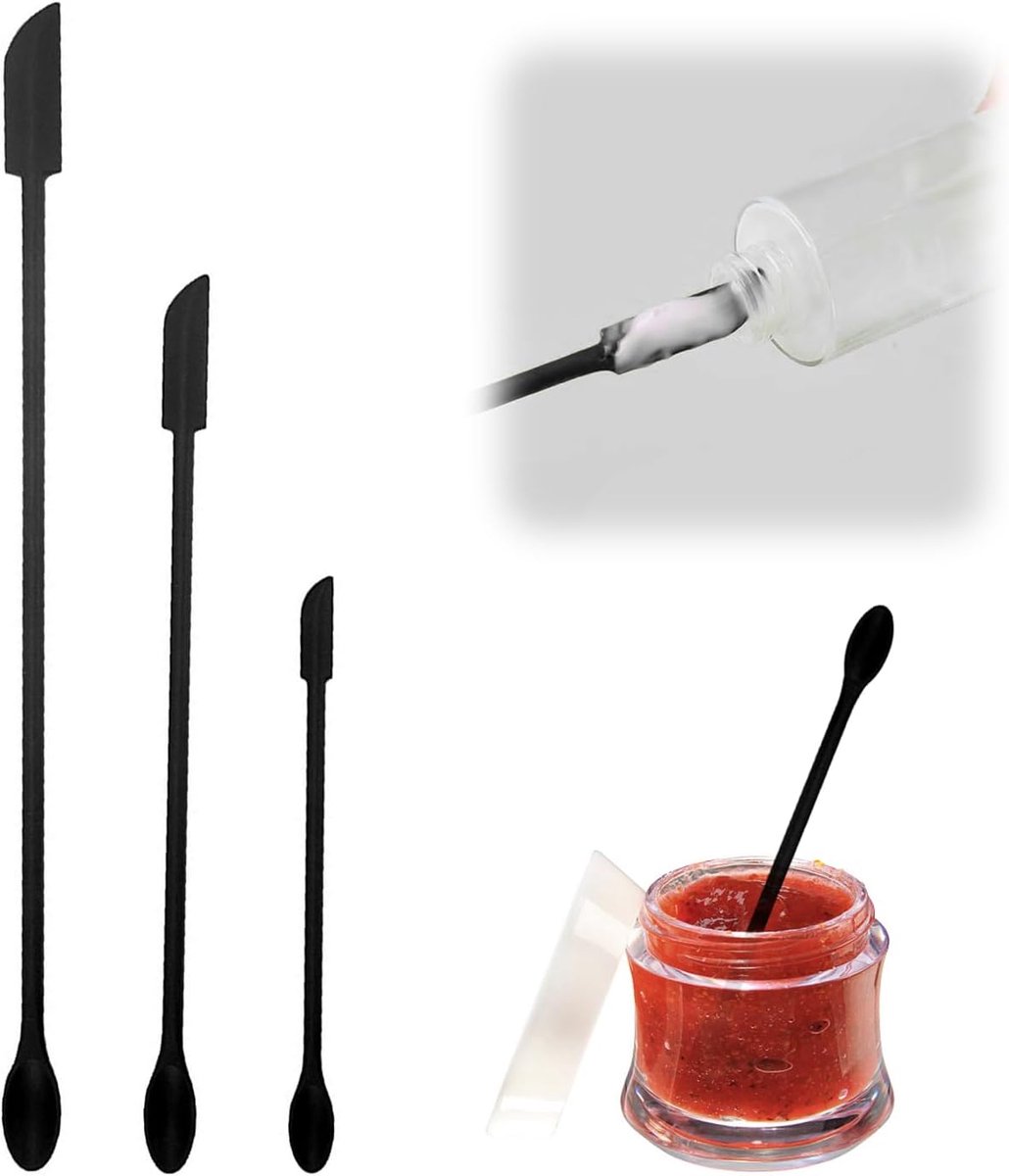 Spatels, kleine siliconen lepel, spatel, glazen spatel, beauty-spatel, cosmeticaspatel, lange handgreep, siliconen lotionroerder voor cosmetica, smalle flessen, schoonheid