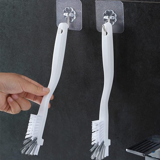 2 Stuks Gebogen Reinigingsborstel, Reinigingsborstel met Lange Handgreep, Borstel voor Kopjes, Flessenreinigingsborstel, Huishoudelijke Schoonmaakborstels — afbeelding 3