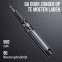 Detail van elektrische tandsteenverwijderaar met interne componenten zichtbaar, "Ga door zonder op te laden" met 500mAh.