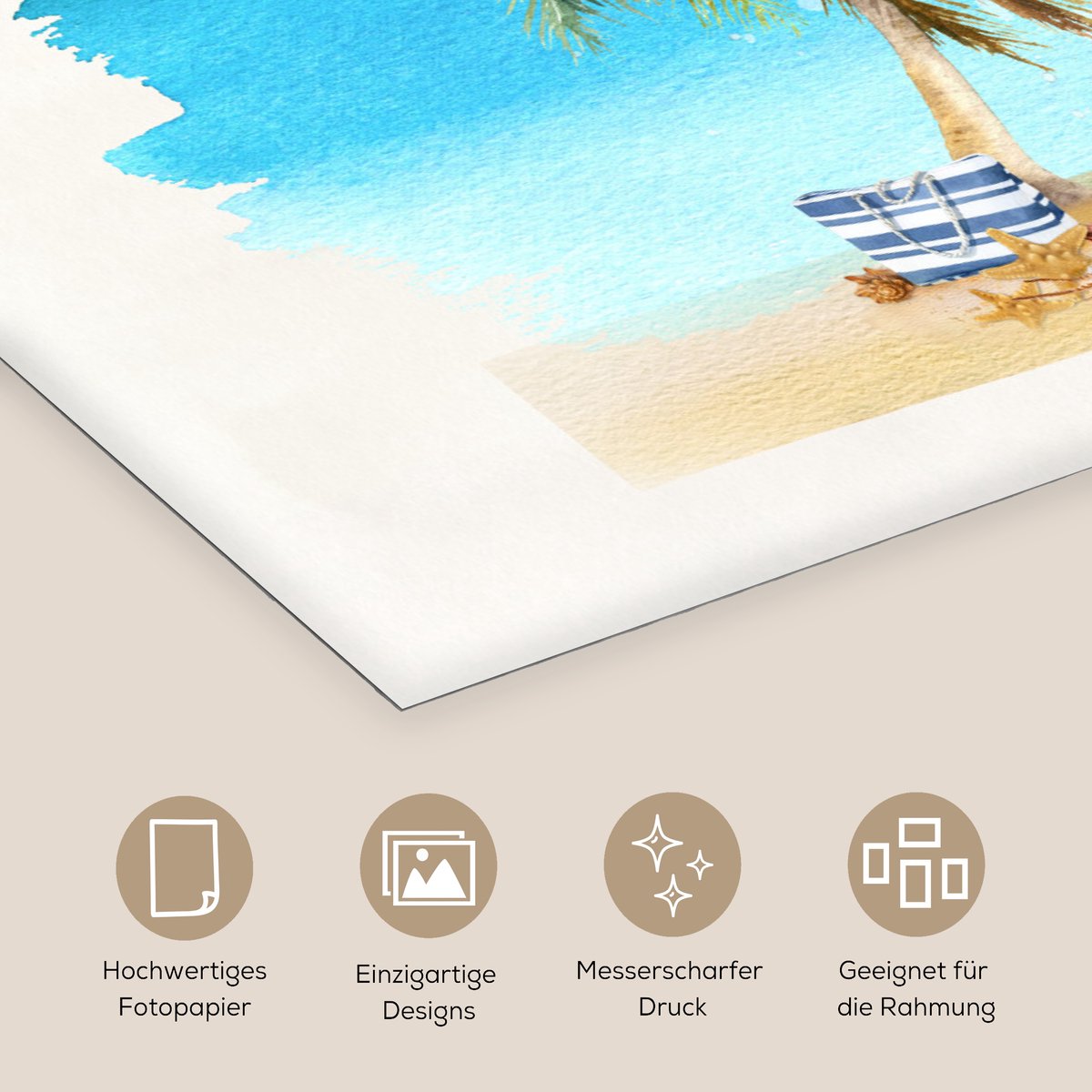Poster 60x40 cm - Strandstoel - Parasol - Palmbomen - Strand - Posters - Kamer decoratie -
