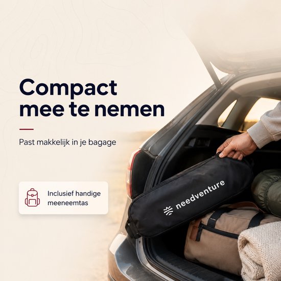 needventure® Campingstoel - Visstoel - Vouwstoel - Opvouwbaar - Inklapbaar - Lichtgewicht - Hoge Neksteun - Zwart — afbeelding 4