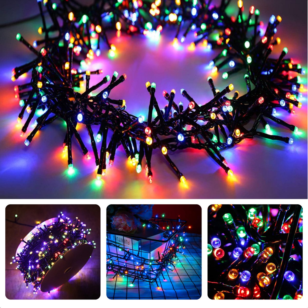 Cheqo Kerstverlichting - Kerstboomverlichting - Kerstlampjes - 400 LED - 6M - Voor Binnen en Buiten - Timer - 8 Lichtfuncties - Lang Snoer - Multicolor - Clusterverlichting - Sfeerverlichting - Feestverlichting - Veelkleurig