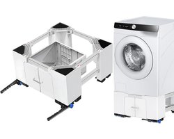 Wasmachine Onderstel - Apparaat Verhoger - Apparaten Verplaatsen - Met Lade en Wielen - 63-69 cm Verstelbaar - Grijs