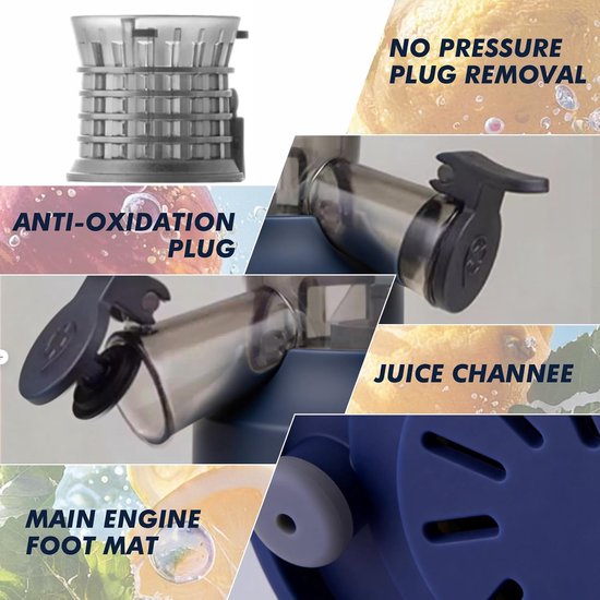 Slow Juicer - Sapcentrifuge - Gezond Sap Maken - Krachtige Motor - 550 ml - Blauw — afbeelding 2